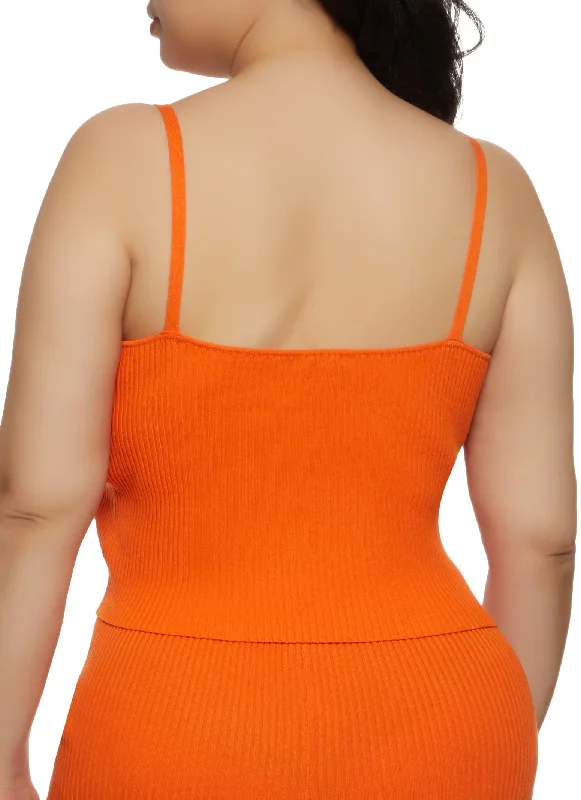 Plus Size Ribbed Hook and Eye Cami