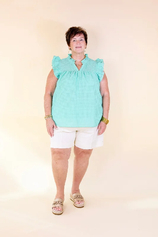 Perfectly Fabulous Ruffle Cap Sleeve Top in Mint Green