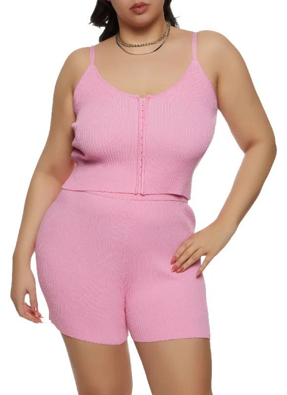 Plus Size Ribbed Hook and Eye Cami