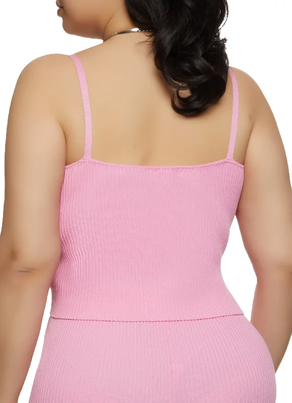 Plus Size Ribbed Hook and Eye Cami