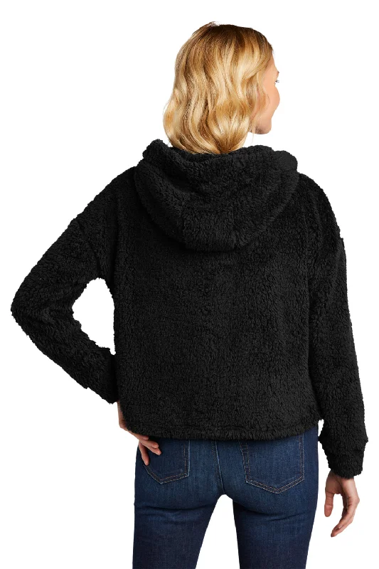 Port Authority Womens Cozy Sherpa Fleece Hooded Sweatshirt Hoodie - Black