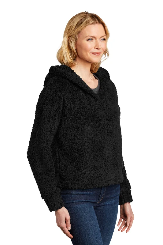 Port Authority Womens Cozy Sherpa Fleece Hooded Sweatshirt Hoodie - Black