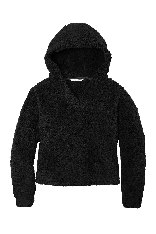 Port Authority Womens Cozy Sherpa Fleece Hooded Sweatshirt Hoodie - Black