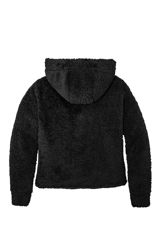 Port Authority Womens Cozy Sherpa Fleece Hooded Sweatshirt Hoodie - Black