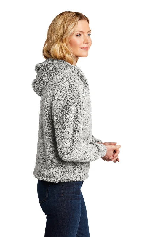 Port Authority Womens Cozy Sherpa Fleece Hooded Sweatshirt Hoodie - Heather Grey