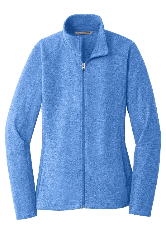 Port Authority Womens Pill Resistant Heather Microfleece Full Zip Sweatshirt - Heather Light Royal Blue