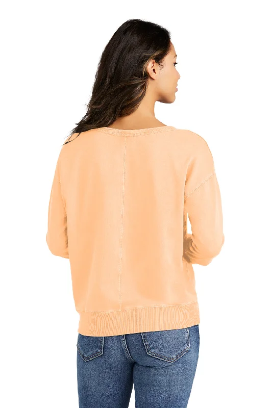 Port & Company Womens Beach Wash Garment Dyed V-Neck Sweatshirt - Peach