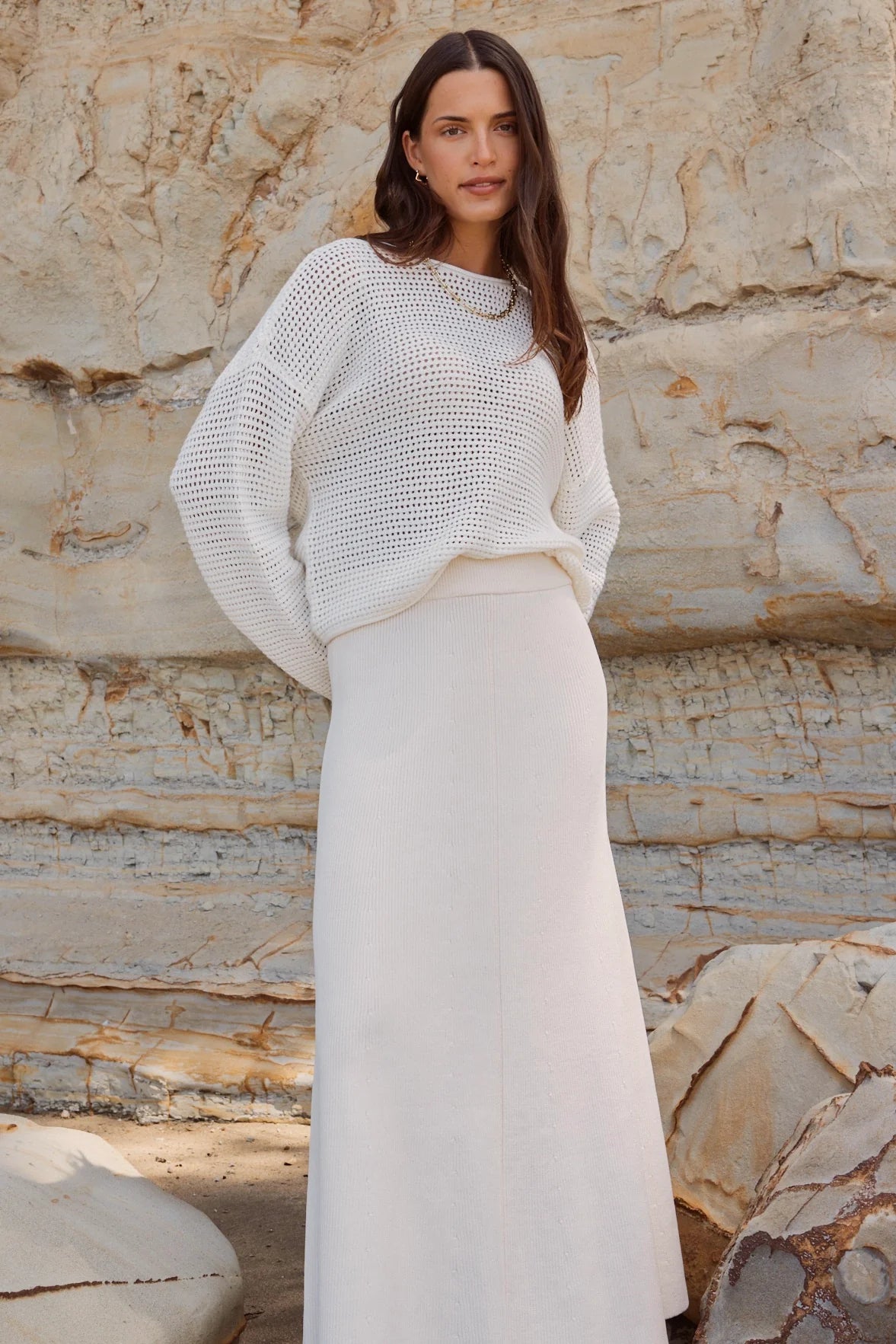 REUNION DAWN CROCHET JUMPER - IVORY