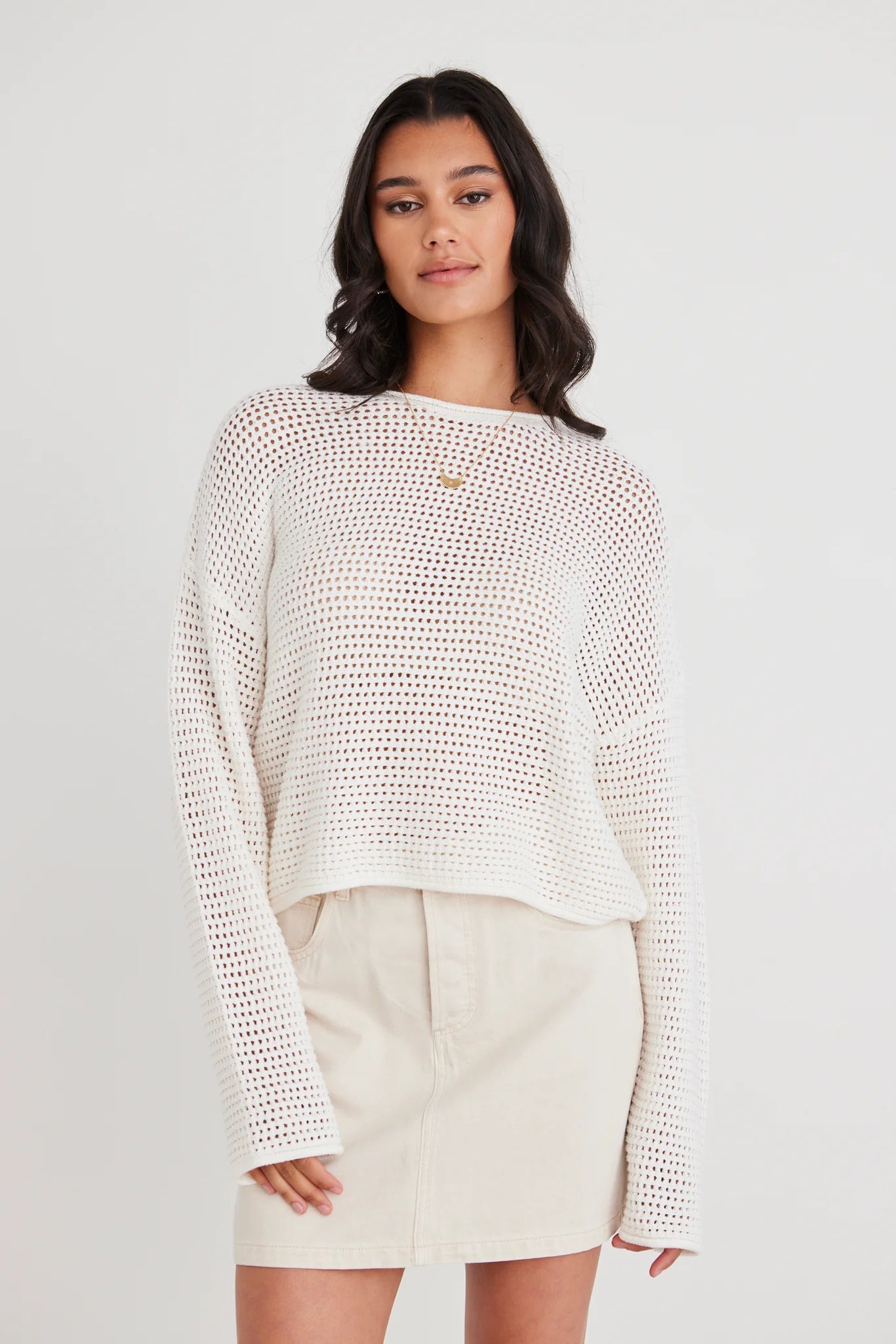 REUNION DAWN CROCHET JUMPER - IVORY