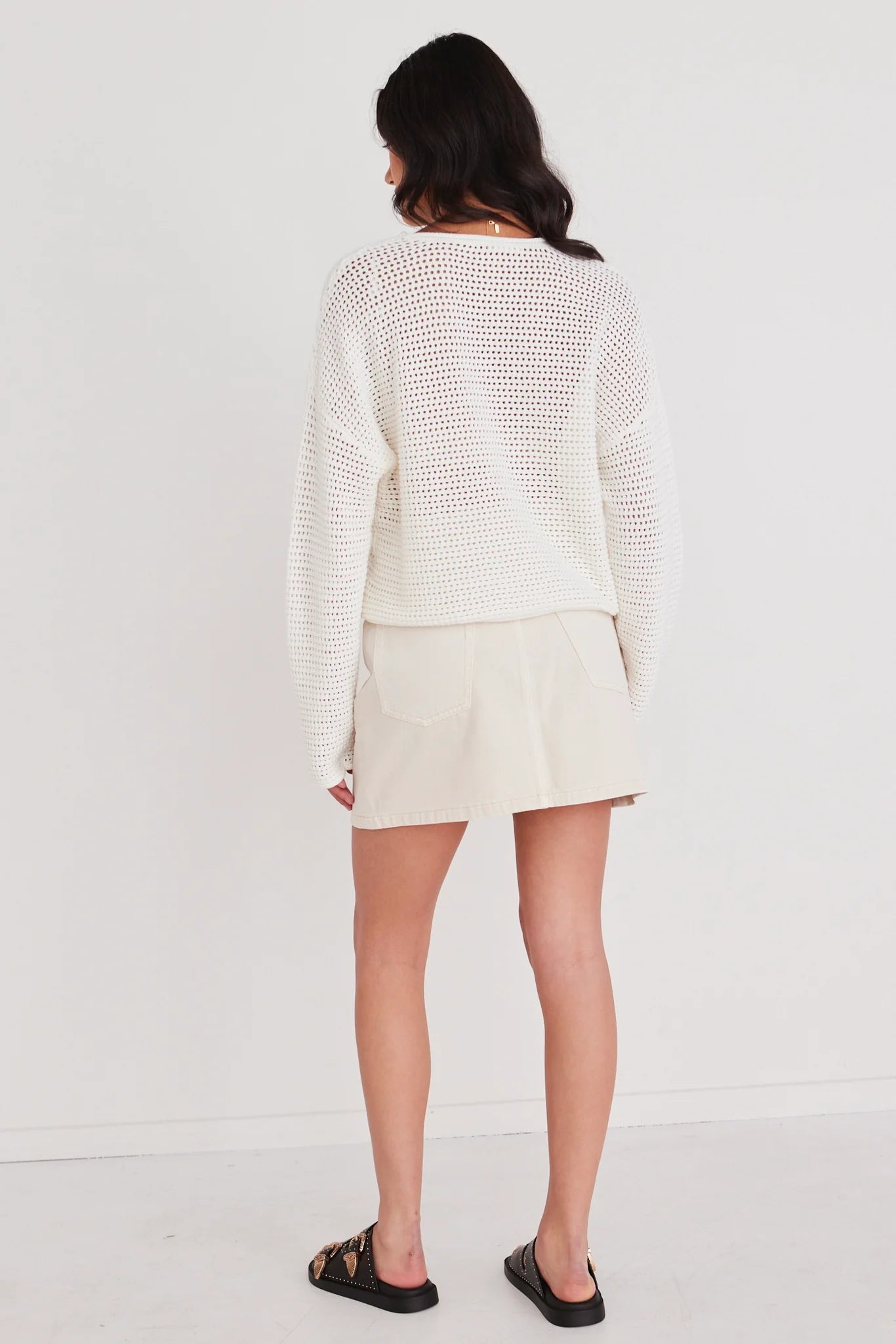 REUNION DAWN CROCHET JUMPER - IVORY