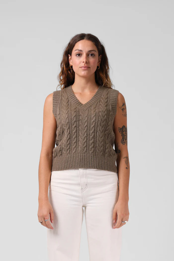 RPM KNIT VEST - Olive Marl