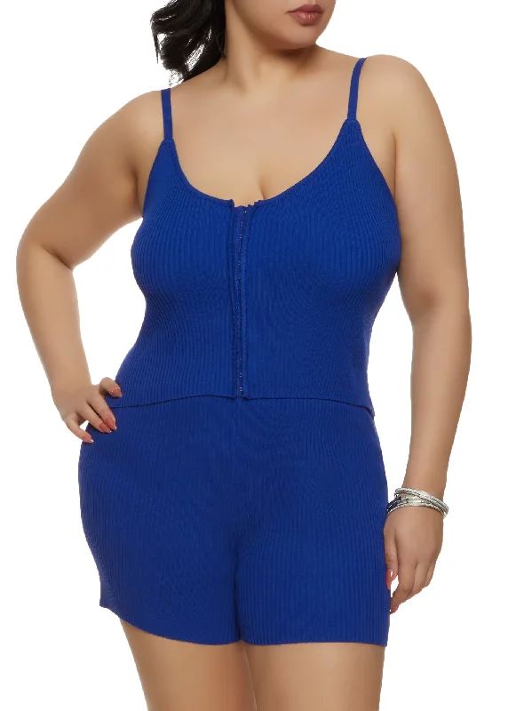 Plus Size Ribbed Hook and Eye Cami