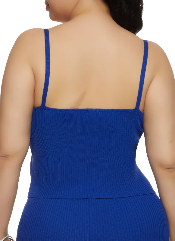 Plus Size Ribbed Hook and Eye Cami