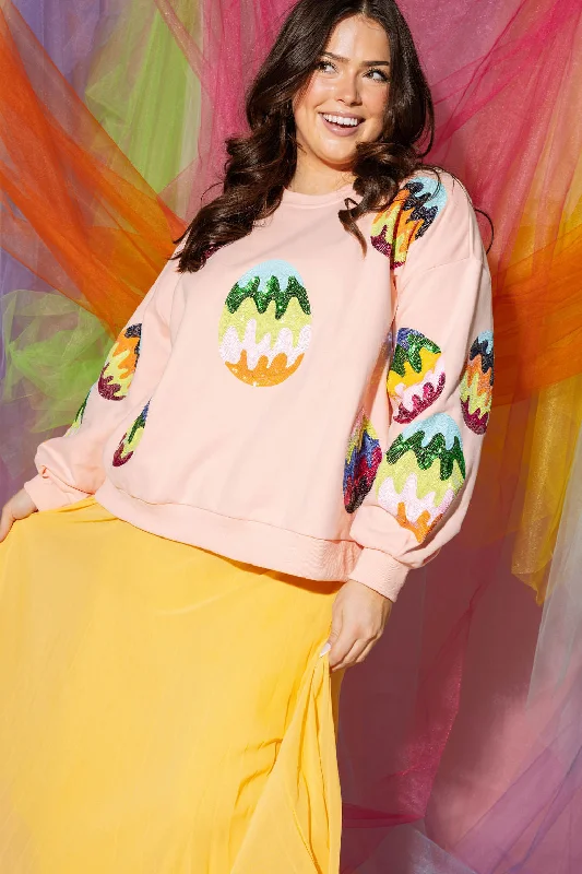 Salmon Groovy Easter Egg Sweatshirt