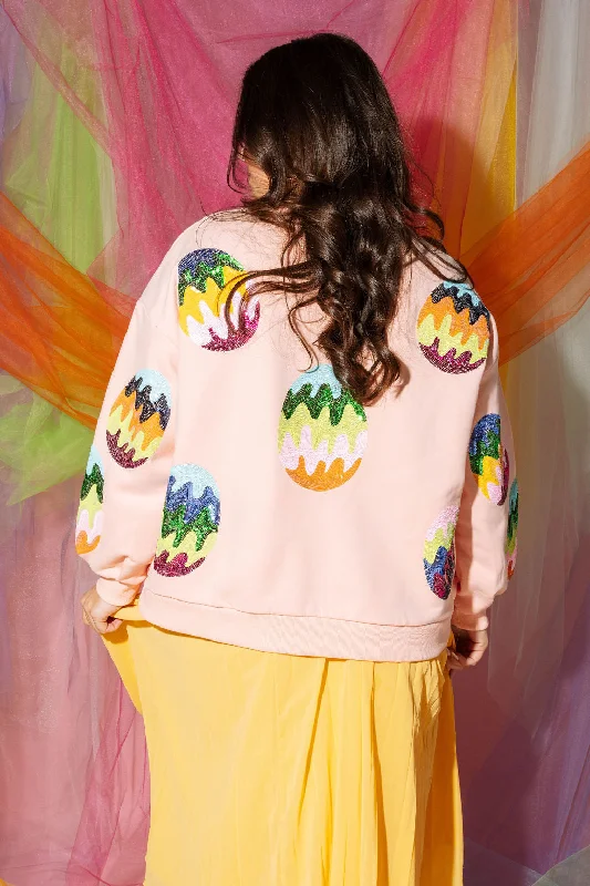 Salmon Groovy Easter Egg Sweatshirt