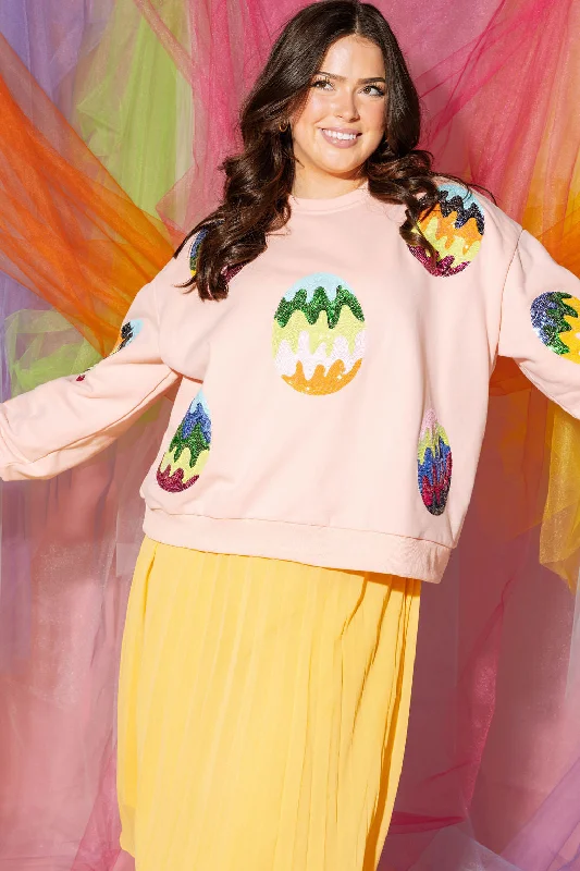 Salmon Groovy Easter Egg Sweatshirt