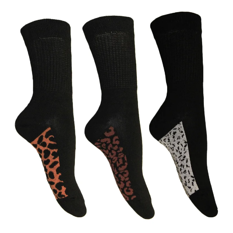 Simply Essentials Womens/Ladies Leopard Print Extra Wide Diabetic Socks (Pack Of 3)