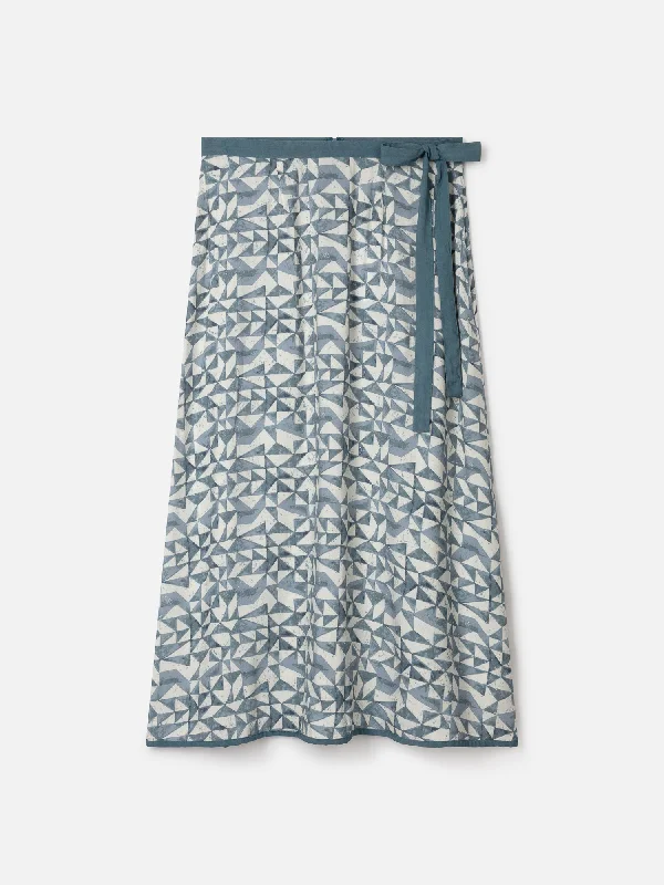 Skye Lenzing™ Ecovero™ Geometric Print Midi Skirt - Dusky Blue