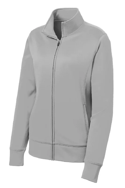 Sport-Tek Womens Sport-Wick Moisture Wicking Fleece Full Zip Sweatshirt - Silver Grey