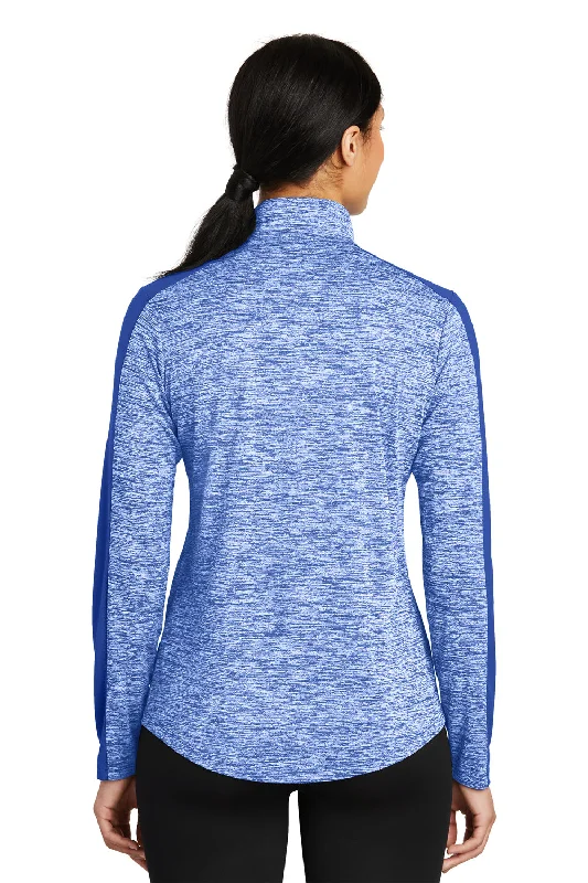 Sport-Tek Womens Electric Heather Moisture Wicking 1/4 Zip Sweatshirt - True Royal Blue Electric/True Royal Blue