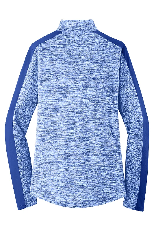 Sport-Tek Womens Electric Heather Moisture Wicking 1/4 Zip Sweatshirt - True Royal Blue Electric/True Royal Blue