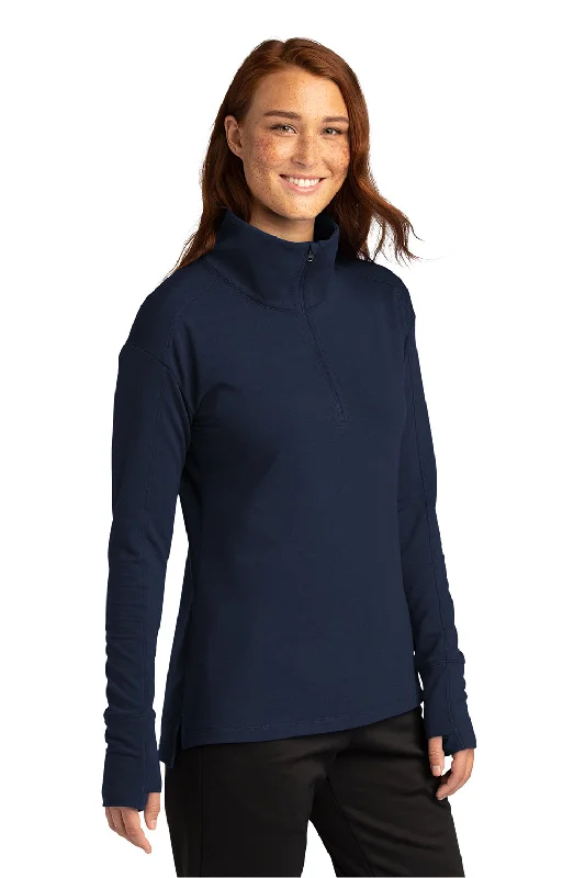 Sport-Tek Womens Flex Fleece Moisture Wicking 1/4 Zip Sweatshirt - True Navy Blue