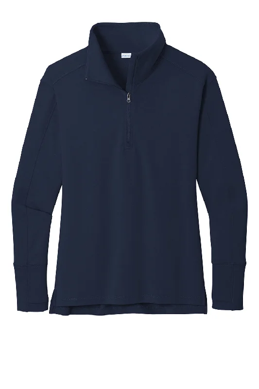 Sport-Tek Womens Flex Fleece Moisture Wicking 1/4 Zip Sweatshirt - True Navy Blue