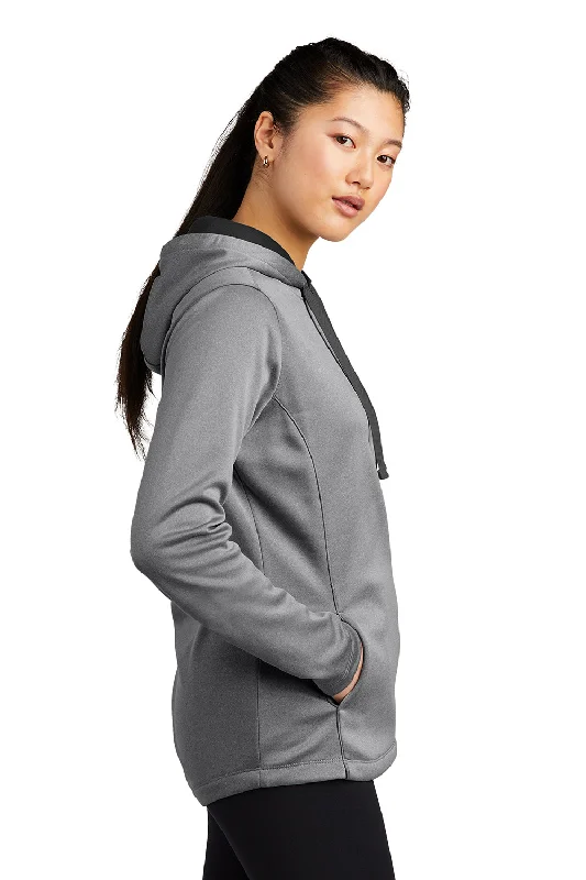 Sport-Tek Womens Heather Sport-Wick Moisture Wicking Fleece Hooded Sweatshirt Hoodie - Heather Black