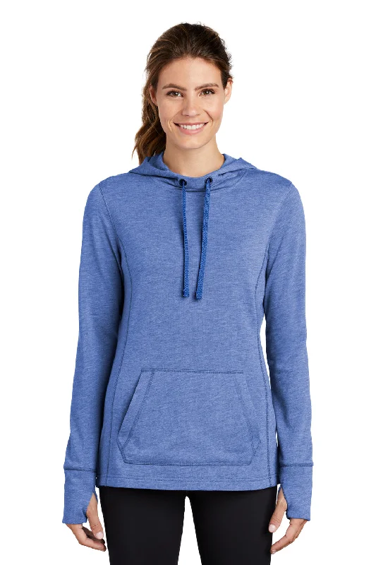 Sport-Tek Womens Moisture Wicking Fleece Hooded Sweatshirt Hoodie - Heather True Royal Blue