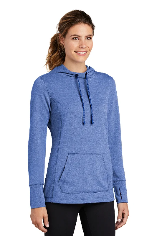 Sport-Tek Womens Moisture Wicking Fleece Hooded Sweatshirt Hoodie - Heather True Royal Blue