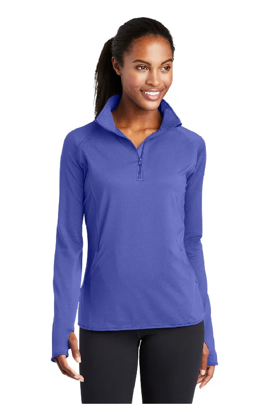 Sport-Tek Womens Sport-Wick Moisture Wicking 1/4 Zip Sweatshirt - Iris Purple