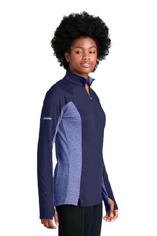 Sport-Tek Womens Sport-Wick Moisture Wicking 1/4 Zip Sweatshirt - True Navy Blue/Heather True Navy Blue