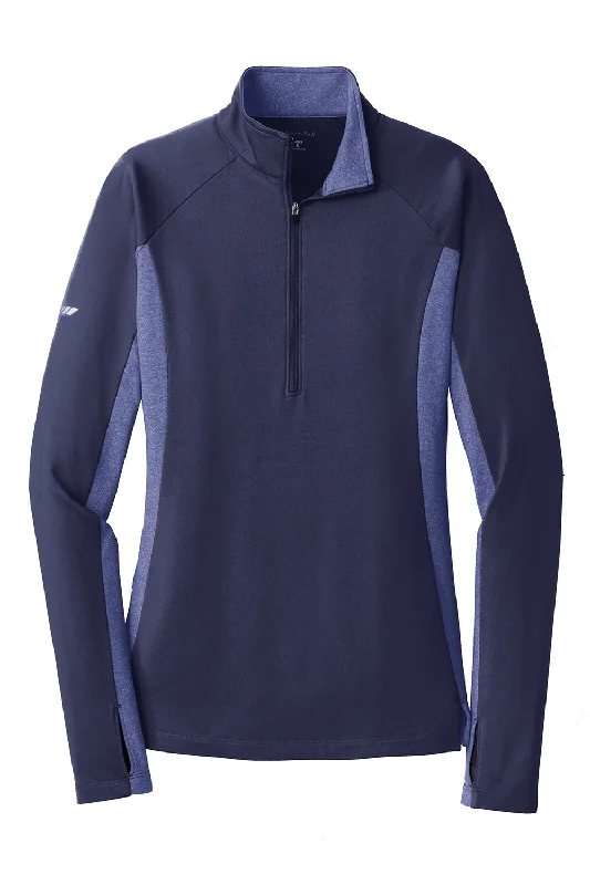 Sport-Tek Womens Sport-Wick Moisture Wicking 1/4 Zip Sweatshirt - True Navy Blue/Heather True Navy Blue