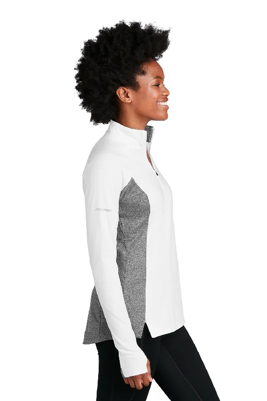 Sport-Tek Womens Sport-Wick Moisture Wicking 1/4 Zip Sweatshirt - White/Heather Charcoal Grey