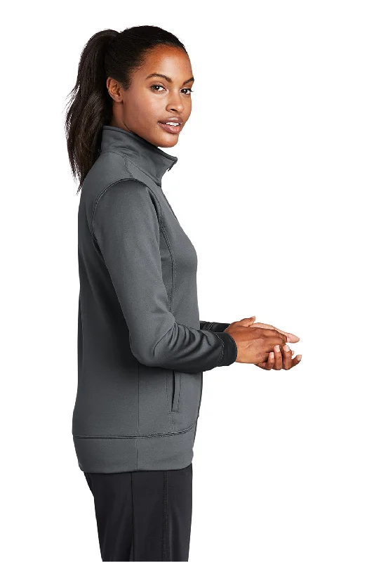 Sport-Tek Womens Sport-Wick Moisture Wicking Fleece Full Zip Sweatshirt - Dark Smoke Grey