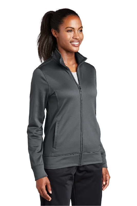 Sport-Tek Womens Sport-Wick Moisture Wicking Fleece Full Zip Sweatshirt - Dark Smoke Grey