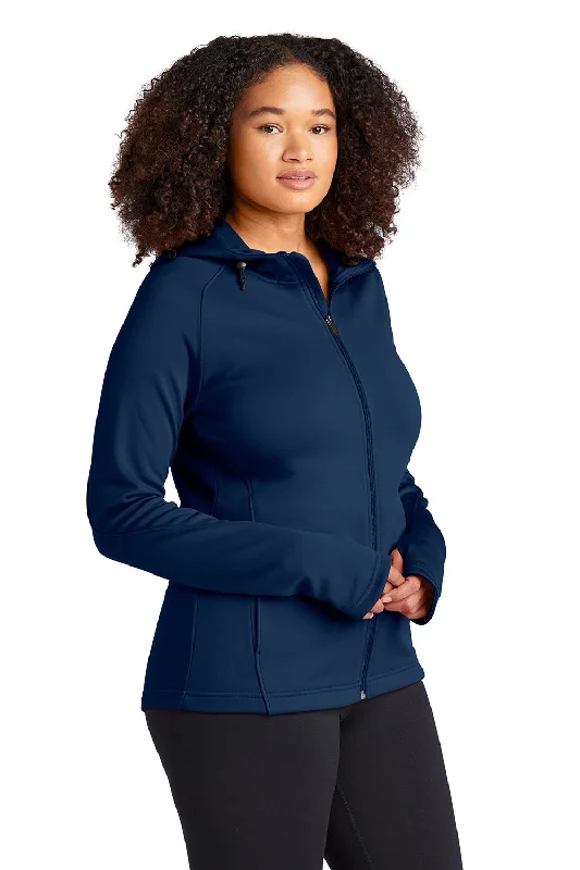 Sport-Tek Womens Tech Moisture Wicking Fleece Full Zip Hooded Sweatshirt Hoodie - True Navy Blue