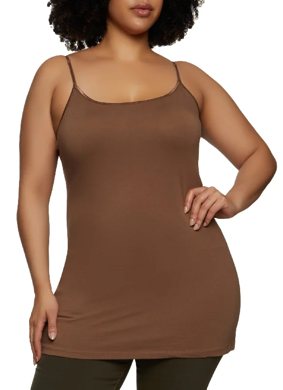 Plus Size Solid Scoop Neck Cami