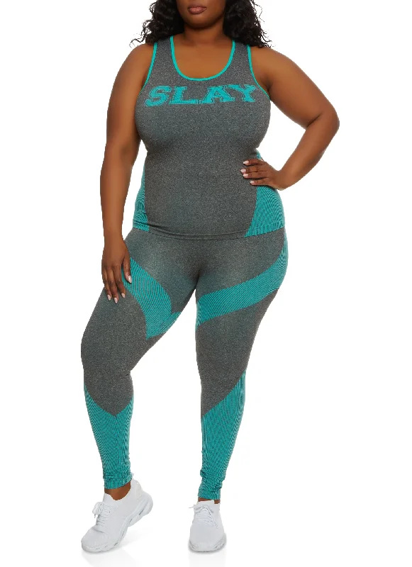 Plus Size Seamless Slay Graphic Racerback Tank Top