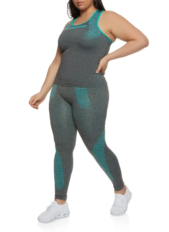 Plus Size Seamless Strong Graphic Racerback Tank Top