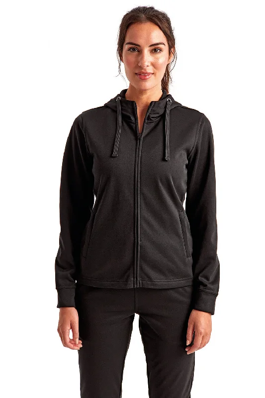 TriDri Womens Moisture Wicking Full Zip Hooded Sweatshirt Hoodie - Black