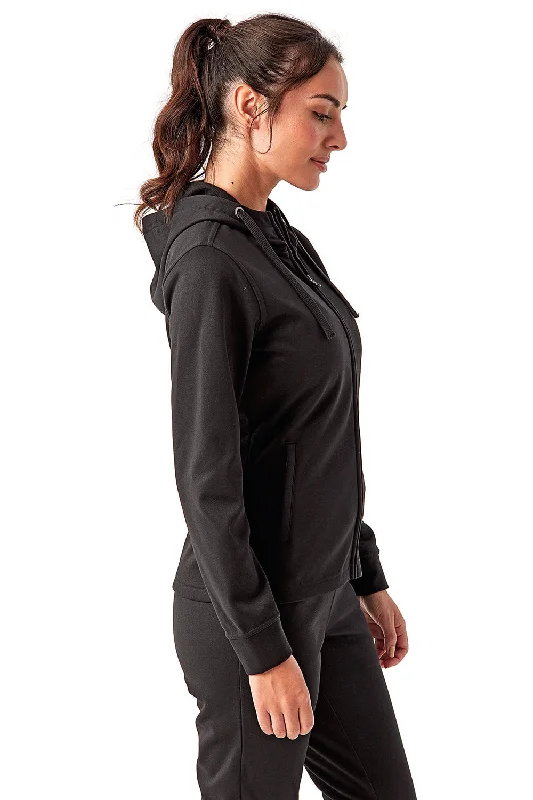 TriDri Womens Moisture Wicking Full Zip Hooded Sweatshirt Hoodie - Black