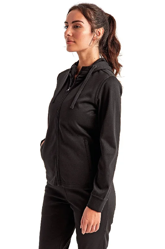 TriDri Womens Moisture Wicking Full Zip Hooded Sweatshirt Hoodie - Black