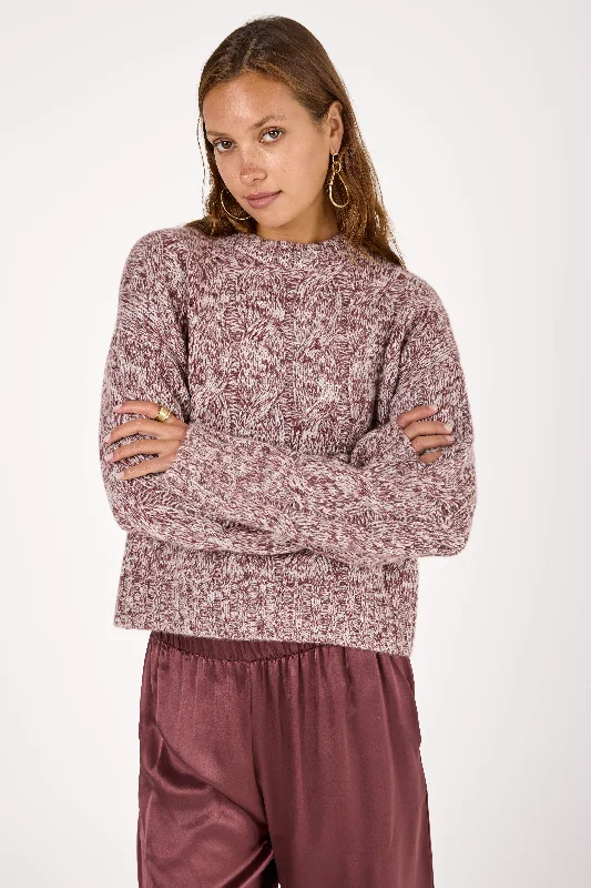 Tristan Cashmere Marled Crewneck Pullover in Cimarron