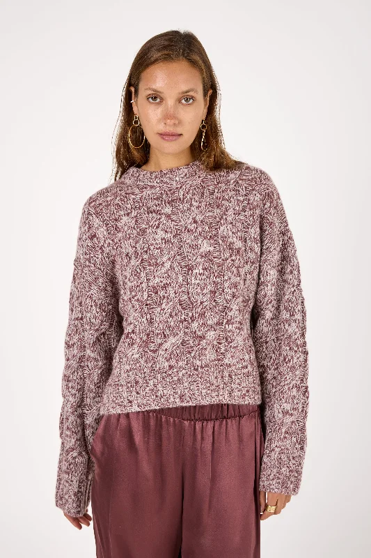 Tristan Cashmere Marled Crewneck Pullover in Cimarron