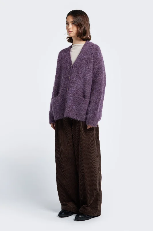 Vessel V Neck Cardigan Purple