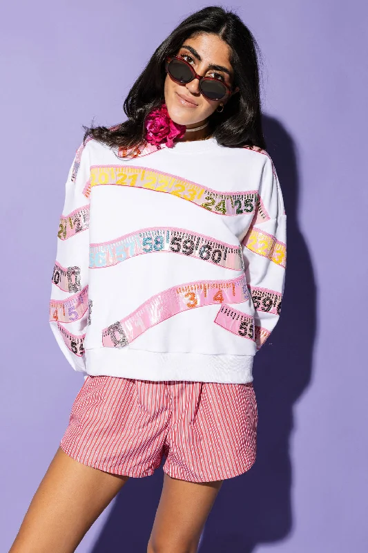 White Measuring Tape Sweatshirt