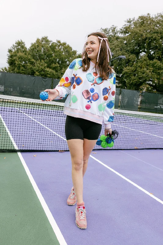 White Multi Pickleball Sweatshirt