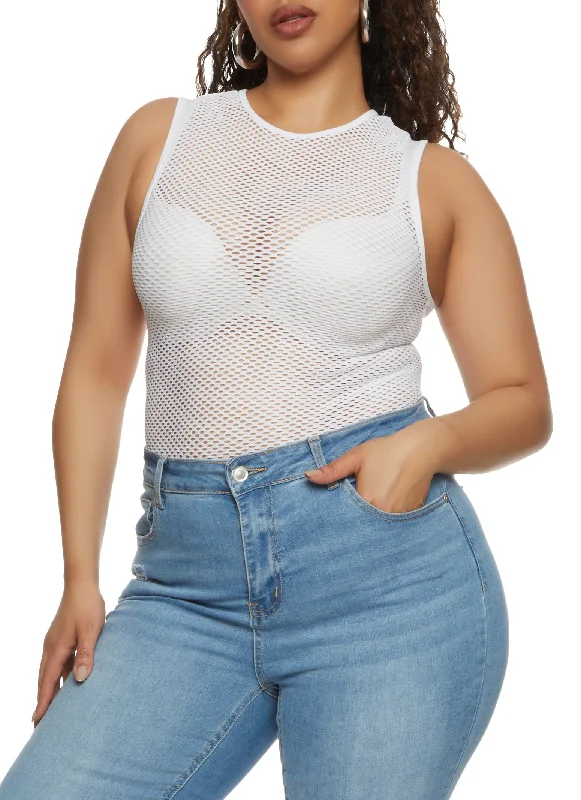 Plus Size Fishnet Seamless Tank Top