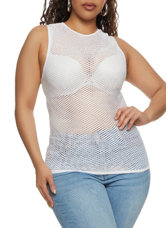 Plus Size Fishnet Seamless Tank Top